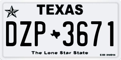 TX license plate DZP3671