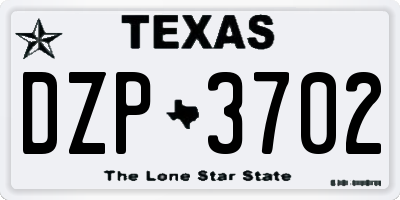 TX license plate DZP3702