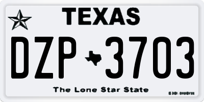 TX license plate DZP3703