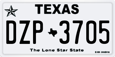TX license plate DZP3705