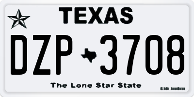 TX license plate DZP3708