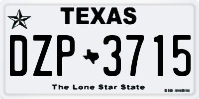 TX license plate DZP3715
