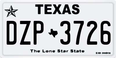 TX license plate DZP3726