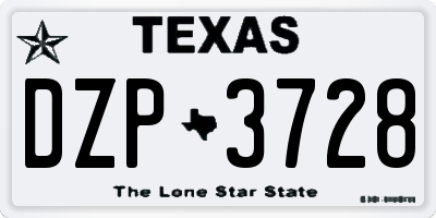 TX license plate DZP3728