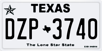 TX license plate DZP3740