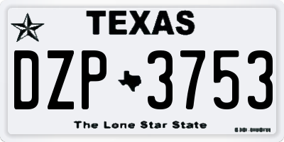 TX license plate DZP3753