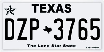 TX license plate DZP3765