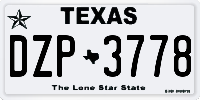TX license plate DZP3778