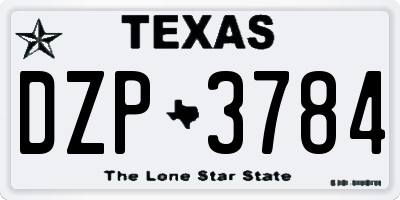 TX license plate DZP3784