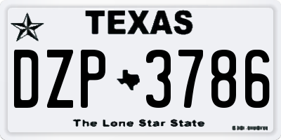 TX license plate DZP3786