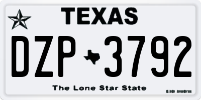 TX license plate DZP3792