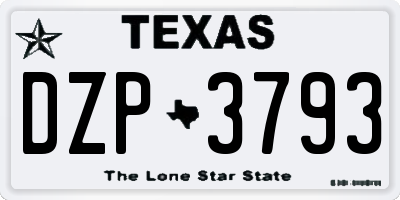TX license plate DZP3793