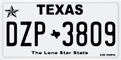 TX license plate DZP3809