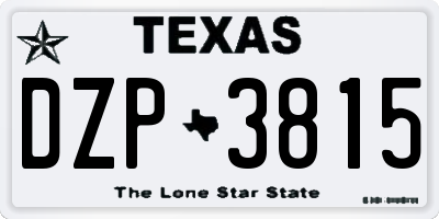 TX license plate DZP3815