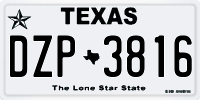 TX license plate DZP3816