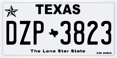 TX license plate DZP3823