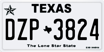 TX license plate DZP3824