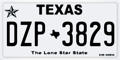 TX license plate DZP3829