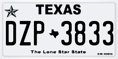 TX license plate DZP3833