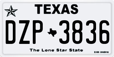 TX license plate DZP3836