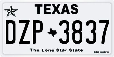 TX license plate DZP3837