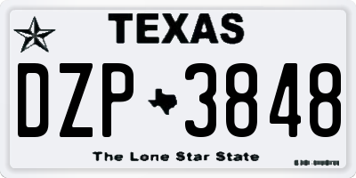 TX license plate DZP3848
