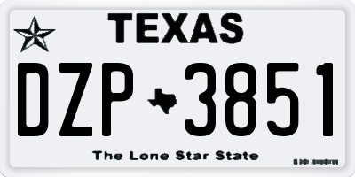 TX license plate DZP3851