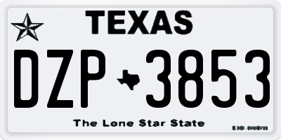 TX license plate DZP3853