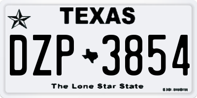 TX license plate DZP3854