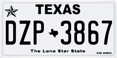 TX license plate DZP3867
