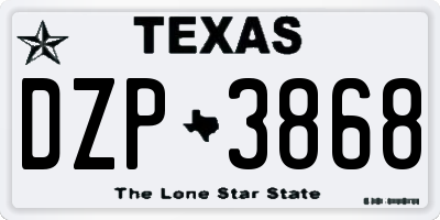 TX license plate DZP3868
