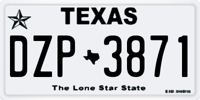 TX license plate DZP3871