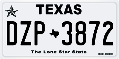 TX license plate DZP3872