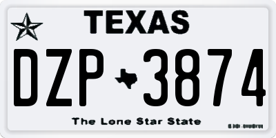 TX license plate DZP3874
