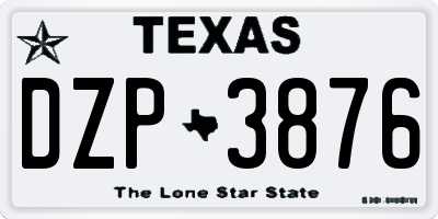 TX license plate DZP3876