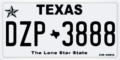 TX license plate DZP3888