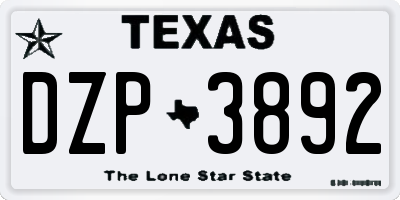 TX license plate DZP3892