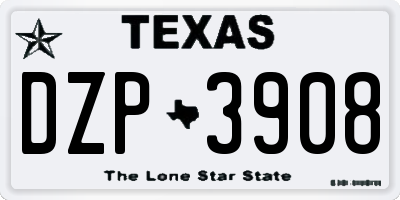 TX license plate DZP3908