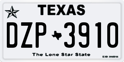 TX license plate DZP3910