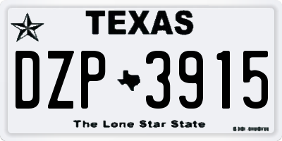 TX license plate DZP3915