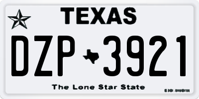 TX license plate DZP3921