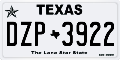 TX license plate DZP3922