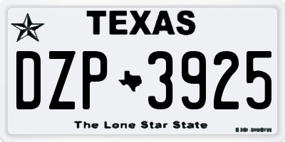 TX license plate DZP3925