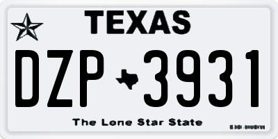 TX license plate DZP3931