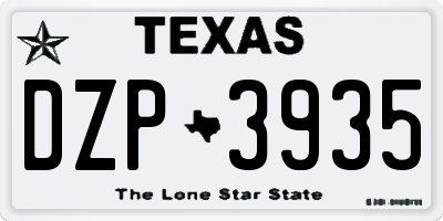 TX license plate DZP3935