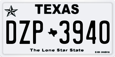TX license plate DZP3940