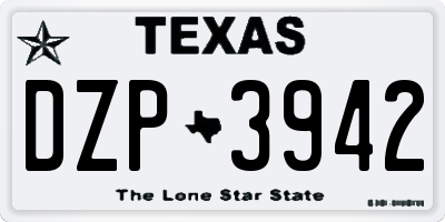 TX license plate DZP3942