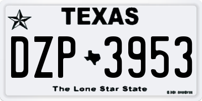 TX license plate DZP3953