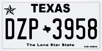 TX license plate DZP3958