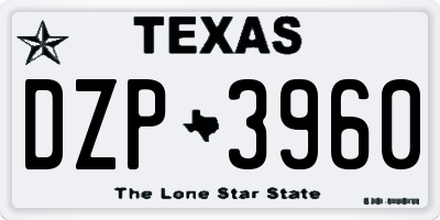 TX license plate DZP3960